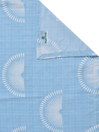 Blue Geometric Printed Flat 300 TC Single Bedsheet With Pillow Cover