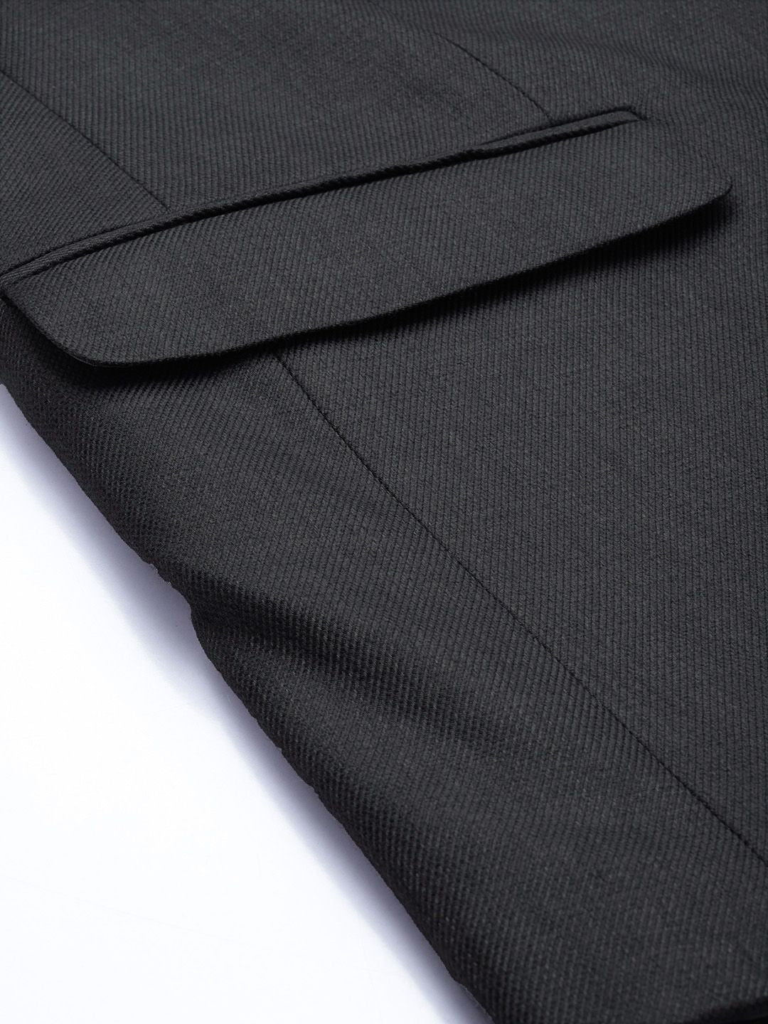 Raymond Men Charcoal Grey Slim Fit Self Design Single-Breasted Formal Blazer
