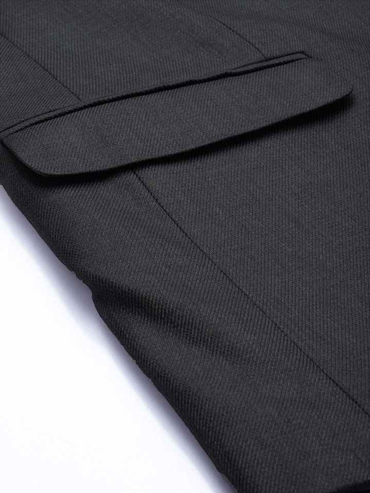 Raymond Men Charcoal Grey Slim Fit Self Design Single-Breasted Formal Blazer