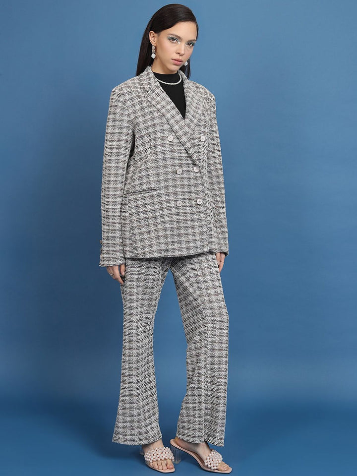 Tokyo Talkies Multi Long Blazer Wideleg Pant Co-Ord Set