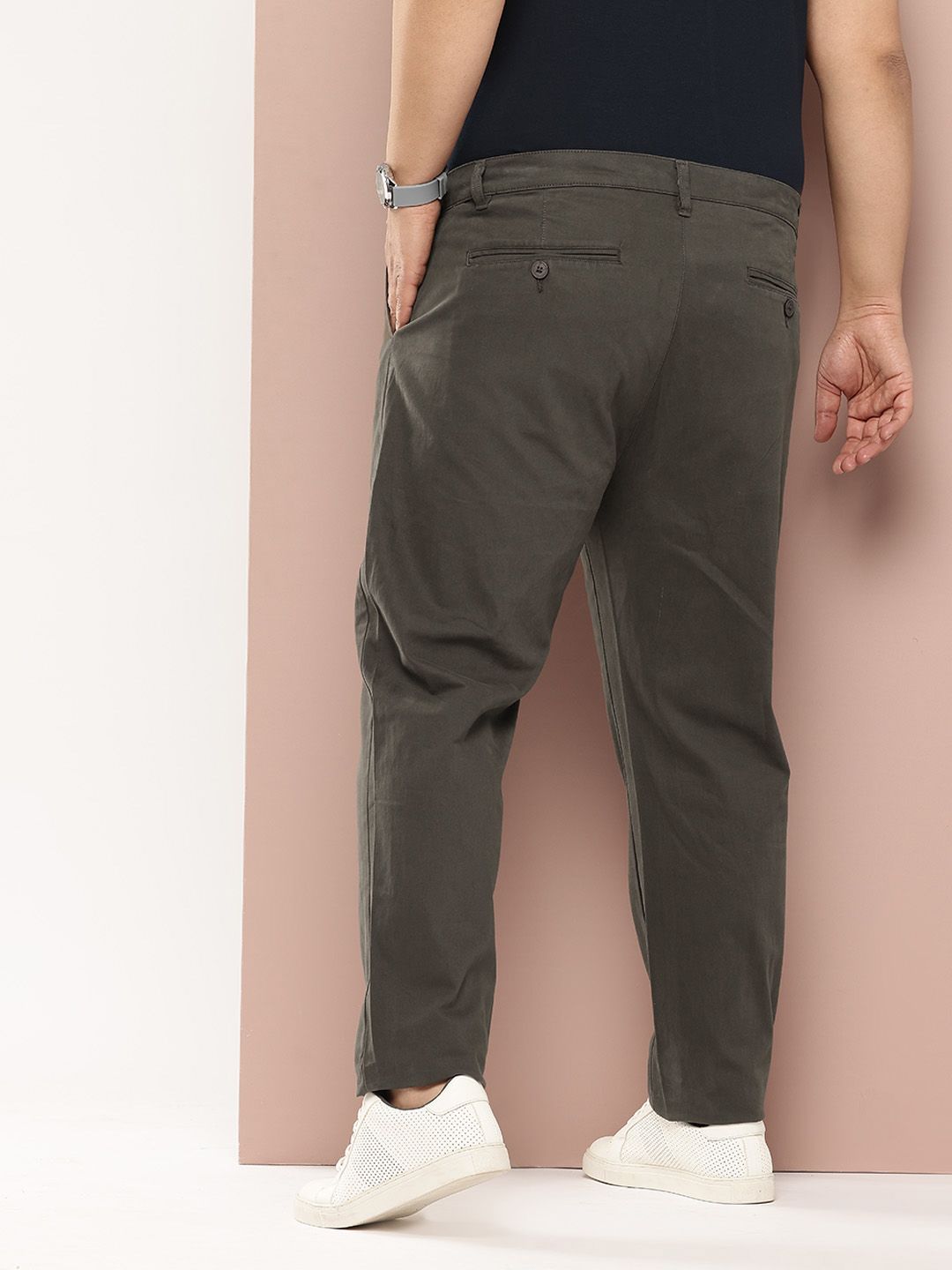 Thomas Scott Men Plus Size Smart Easy Wash Pure Cotton Chinos Trousers