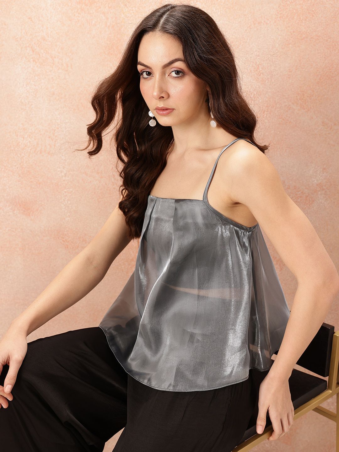 all about you Printed Strappy Sheen Top