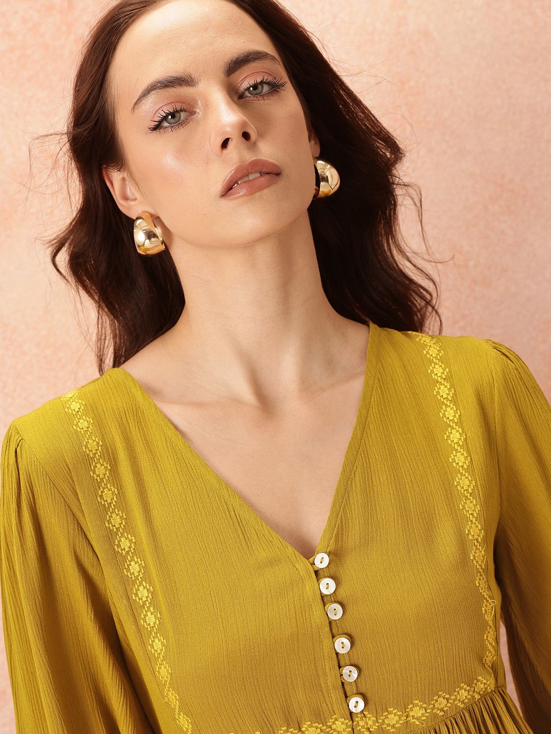 all about you Embroidered Detail A-Line Dress