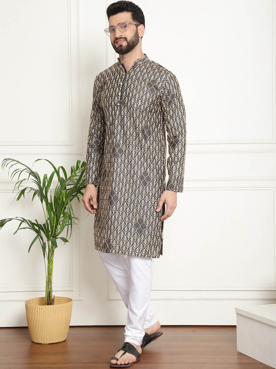 SOJANYA Kurta Kapas Tulen Sulaman dengan Churidar