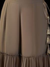 Indo Era V Neck Floral Embroidered Thread Work Kurta with Sharara & Dupatta