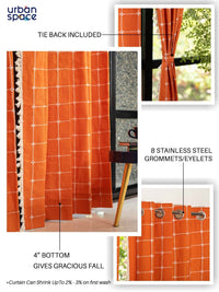 URBAN SPACE Orange & White Embroidered Long Door Curtain