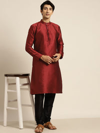 SOJANYA Men Maroon Woven Design Kurta