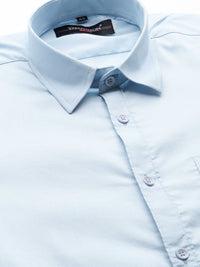 DENNISON Men Blue Solid Smart Slim Fit Stretchable Lycra Formal Shirt