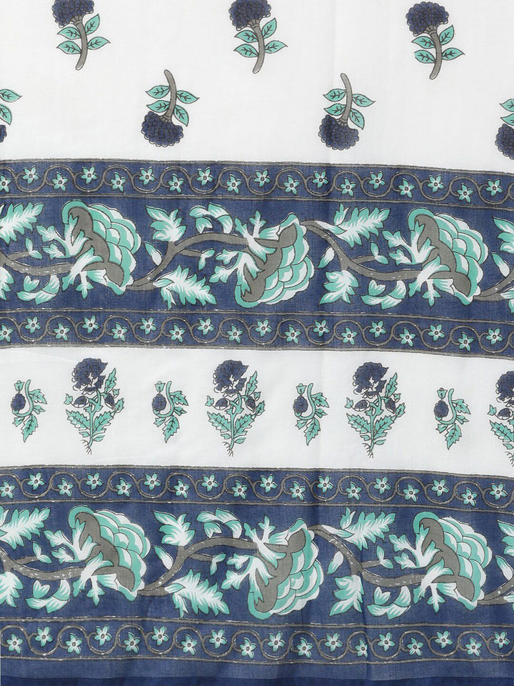 Libas Women Blue Printed Kurta with Palazzos & Dupatta
