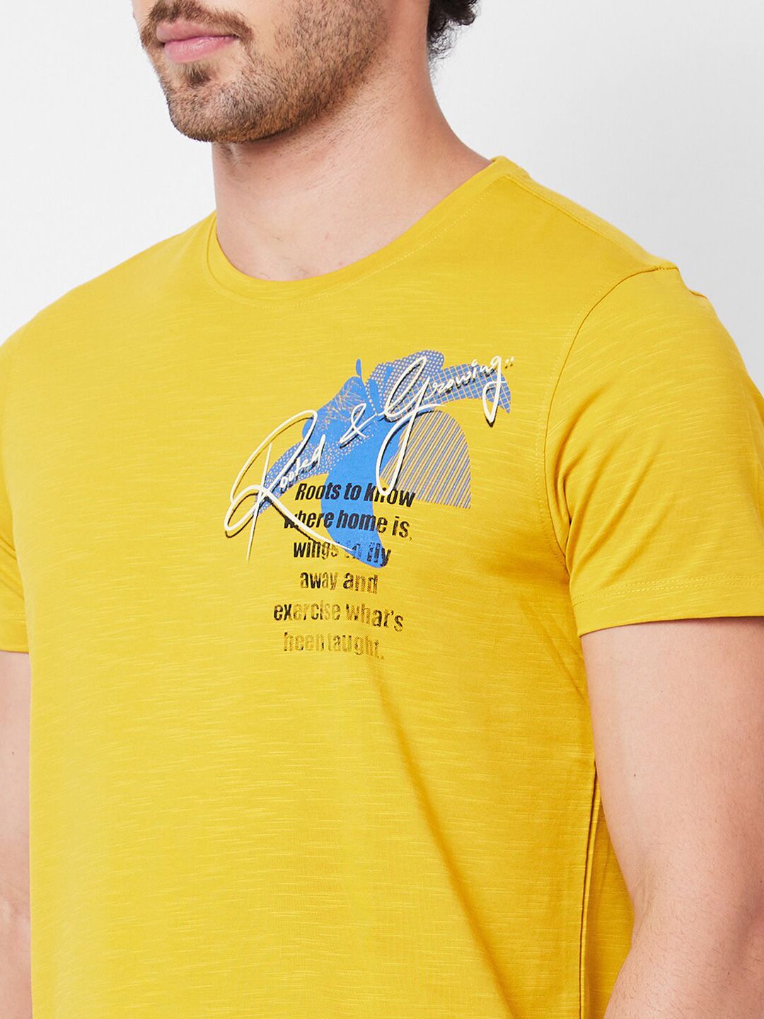 T-shirt tipografi tipografi spykar cetak tipis
