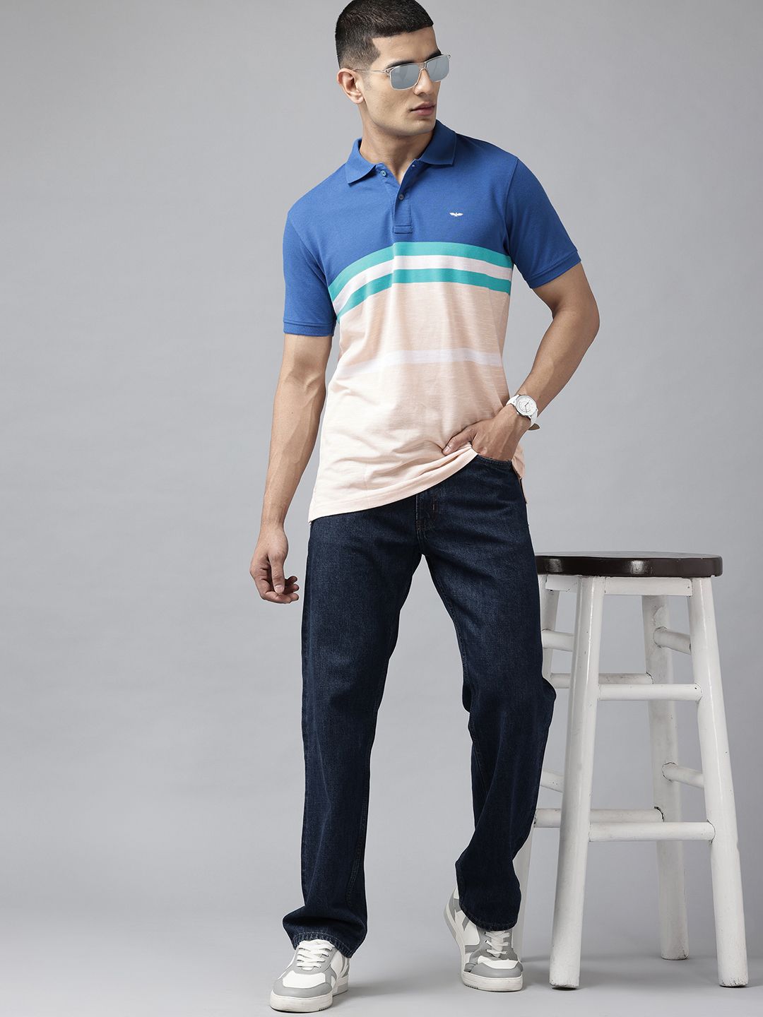 Park Avenue Striped Polo Collar Slim Fit T-shirt