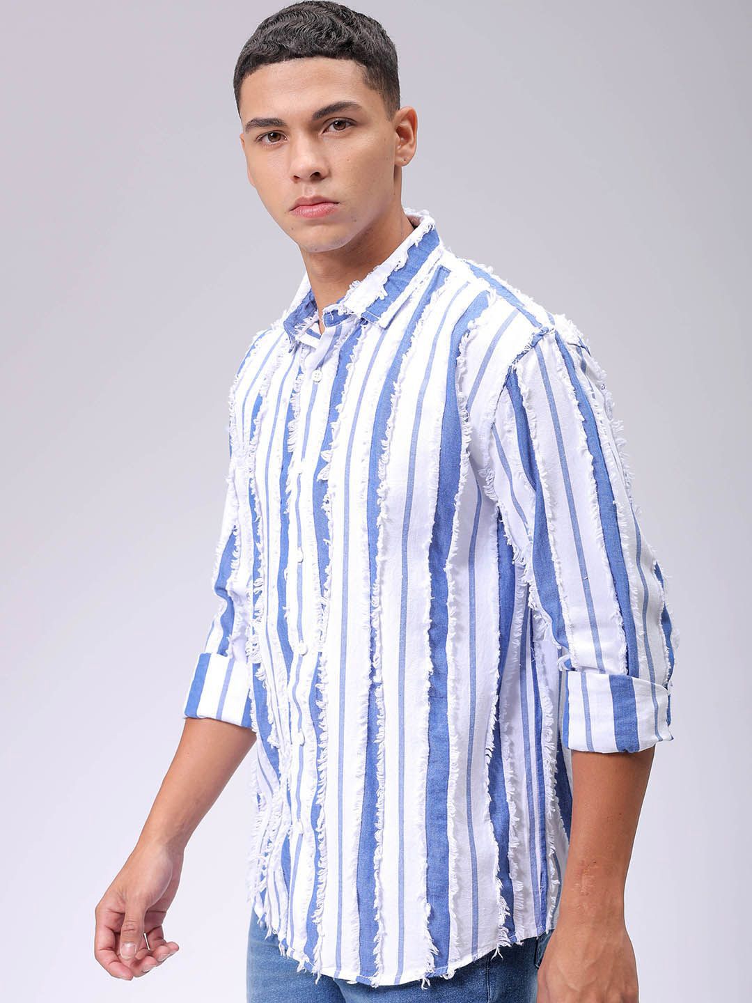 The Indian Garage Co Men Relaxed Fit Dobby Striped Resortwear Shirt