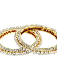 KARATCART Set Of 2 Gold Plated & AD Studded Bangles