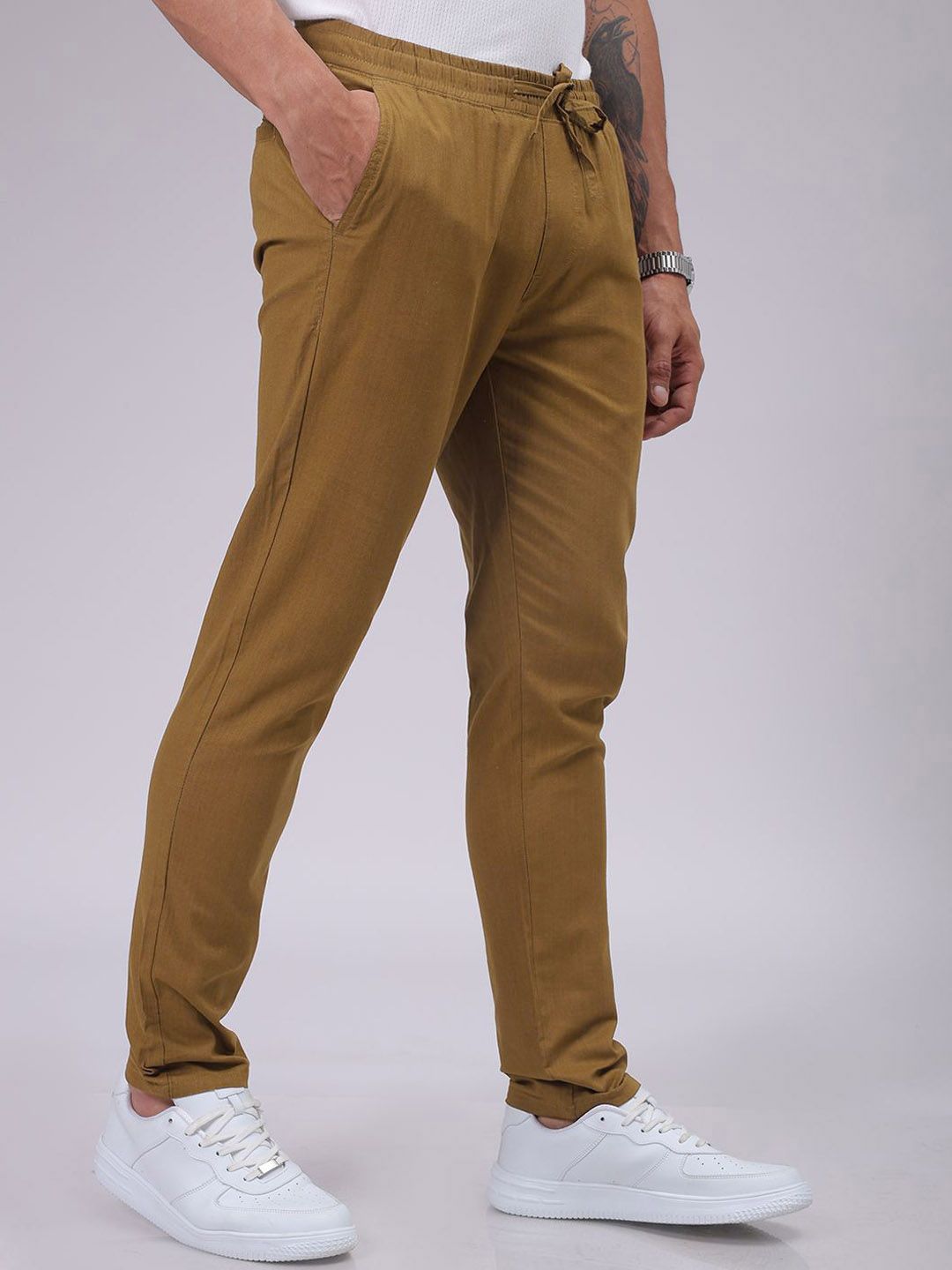 The Indian Garage Co Men Slim Fit Joggers Solid Trousers