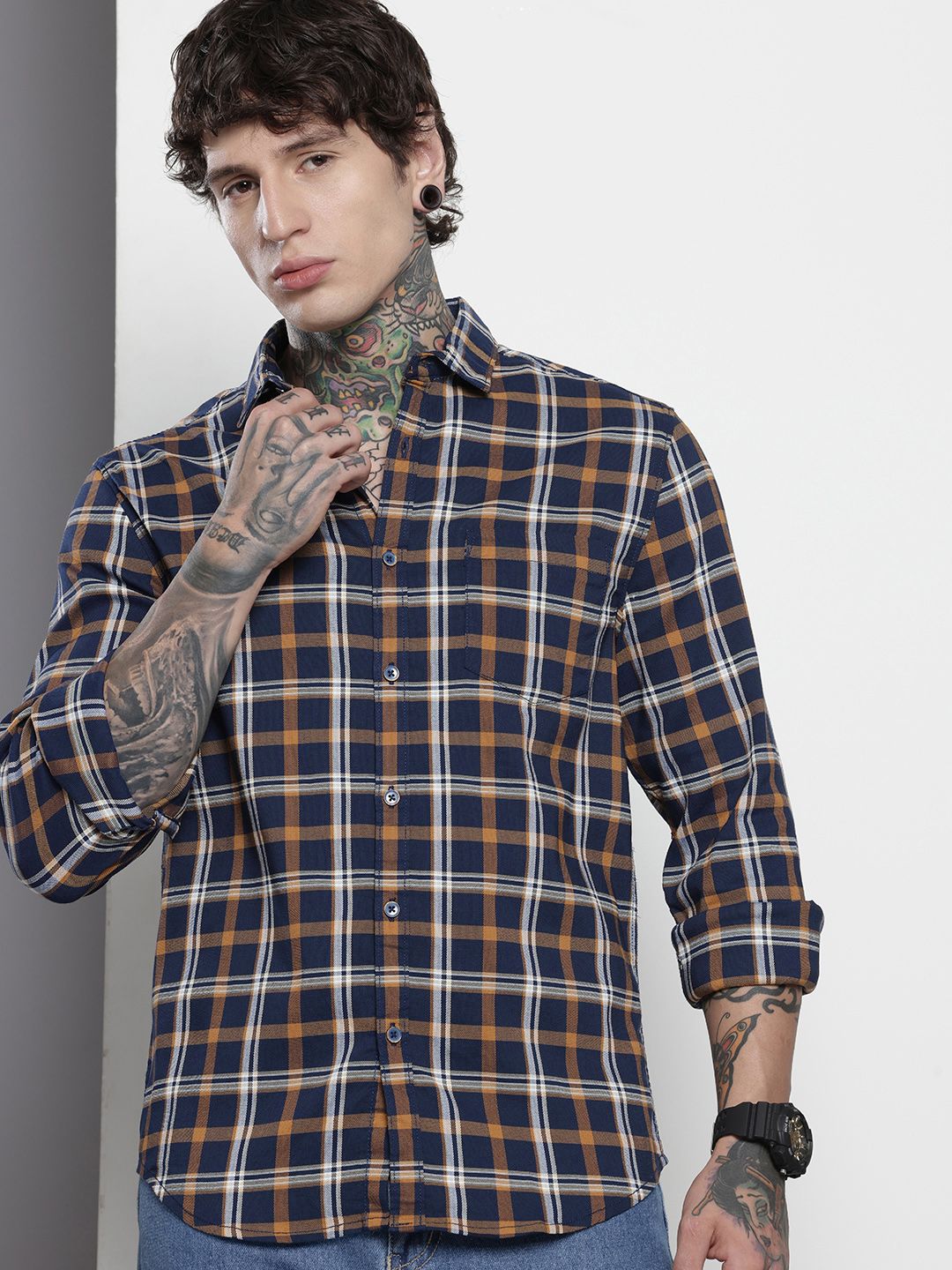 The Indian Garage Co Slim Fit Checked Casual Shirt