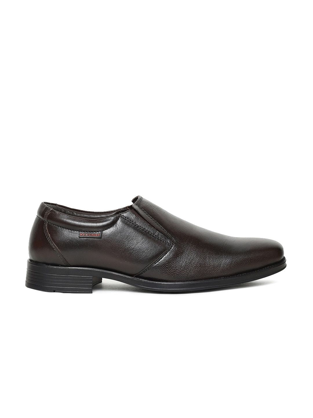 Red Chief Men Brown Leather Formal Slip-On Shoes