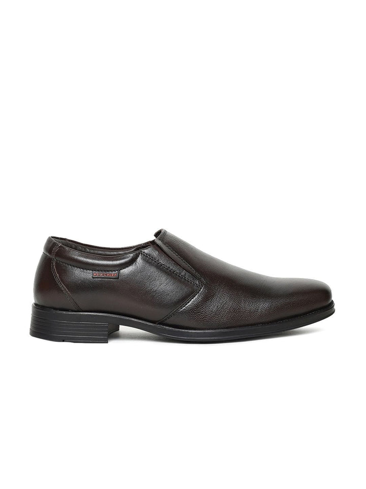 Red Chief Men Brown Leather Formal Slip-On Shoes