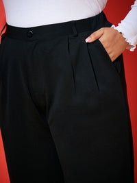 SASSAFRAS Curve Women Black Mom Fit Trousers