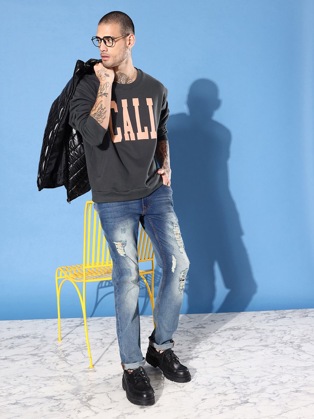 DILLINGER Men Typography Printed Oversized Sweatshirt