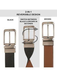 Teakwood Leathers Men Textured Leather Reversible Belt