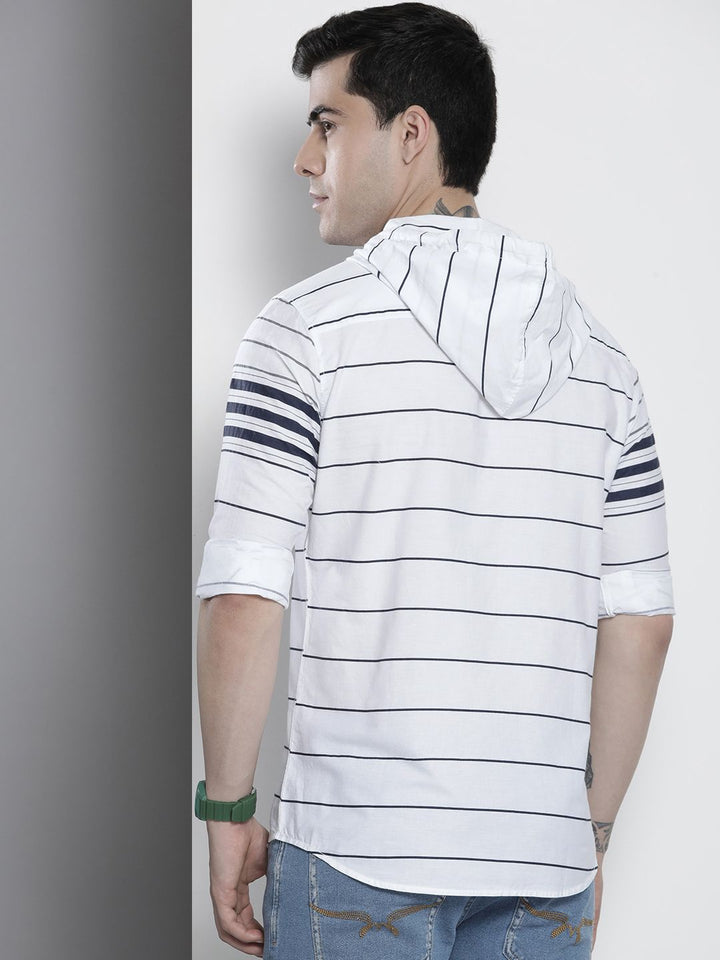The Indian Garage Co Men White Horizontal Stripes Casual Shirt
