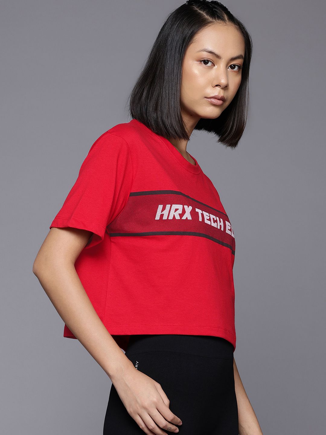 HRX by Hrithik Roshan Rapid-Dry Typography Training Relaxed Fit T-shirt