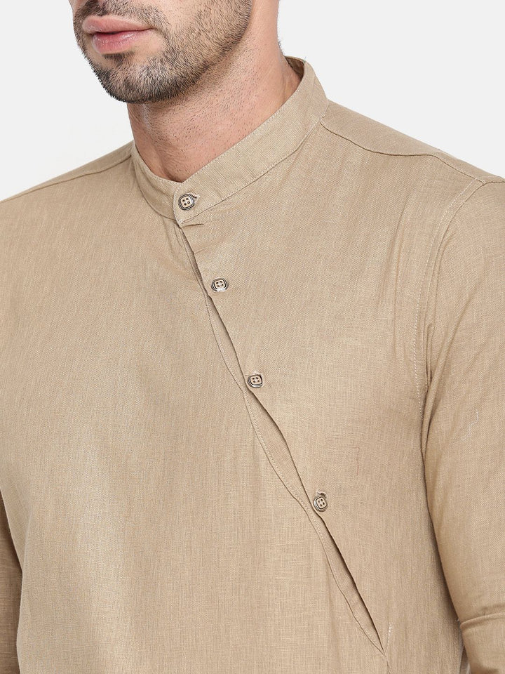 The Indian Garage Co Men Khaki Solid Straight Kurta