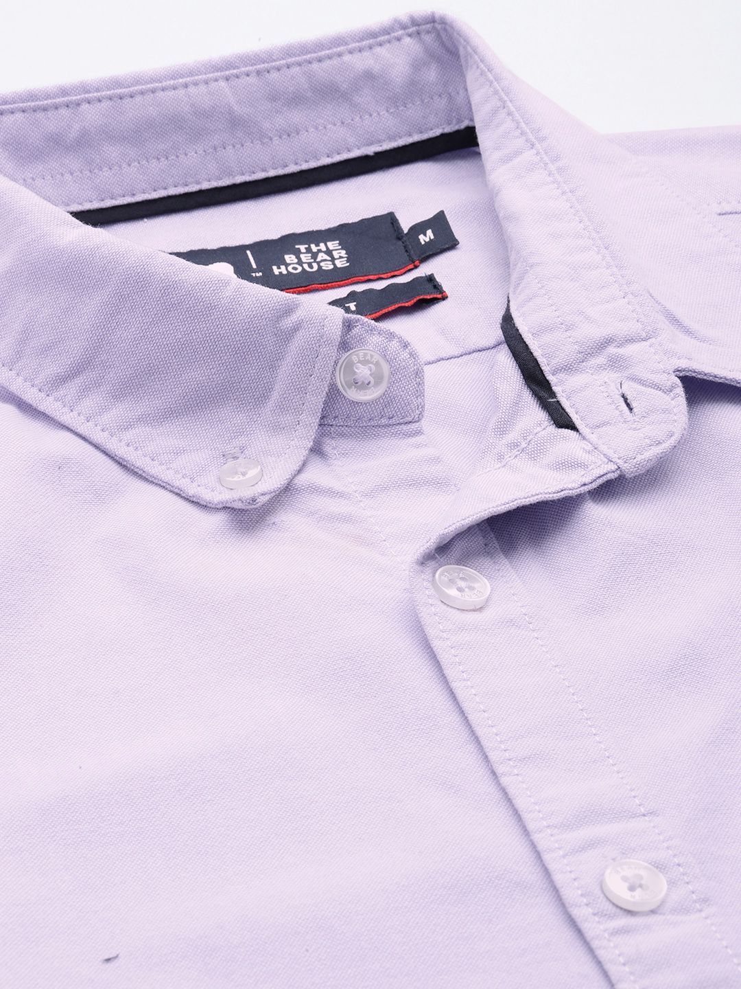 THE BEAR HOUSE Men Lavender Pure Cotton Solid Slim Fit Casual Shirt