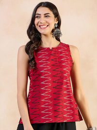Anouk Geometric Print Cotton Styled Back Top