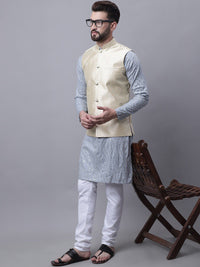 SOJANYA Ethnic Motifs Sequinned Embellished Pure Cotton Kurta With Pyjama & Nehru Jacket