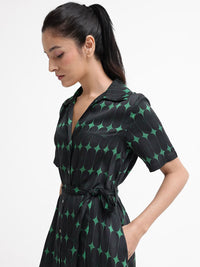 RAREISM Geometric Printed Cotton Shirt Dress