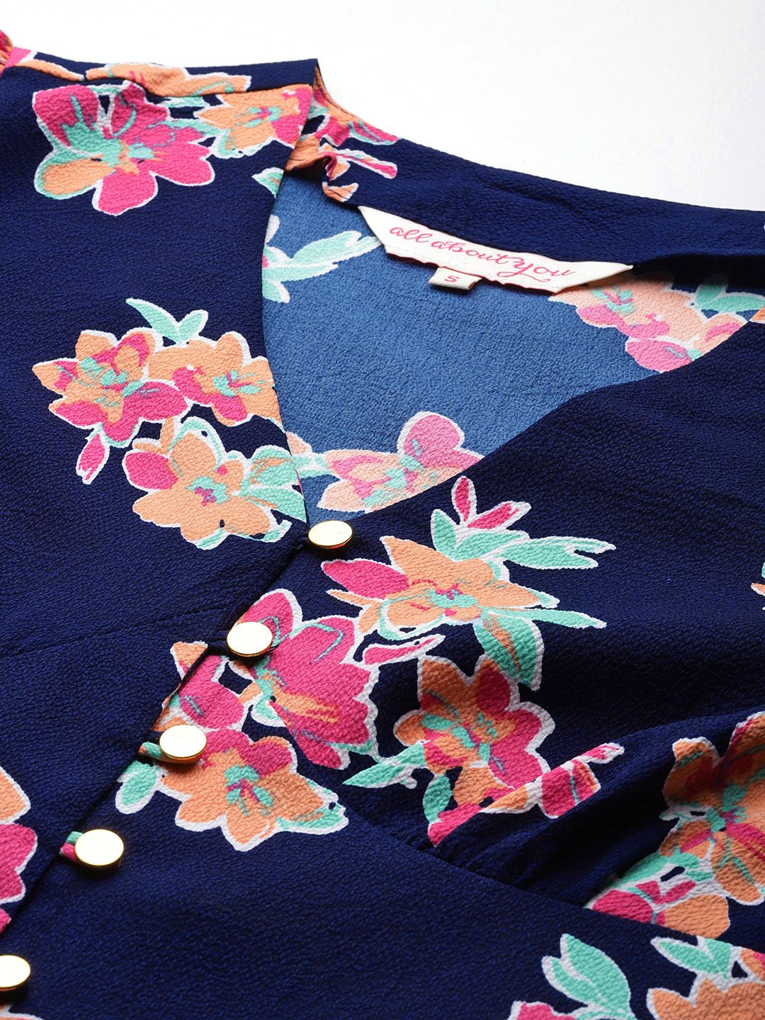 all about you Floral Printed Top with Puff Sleeves