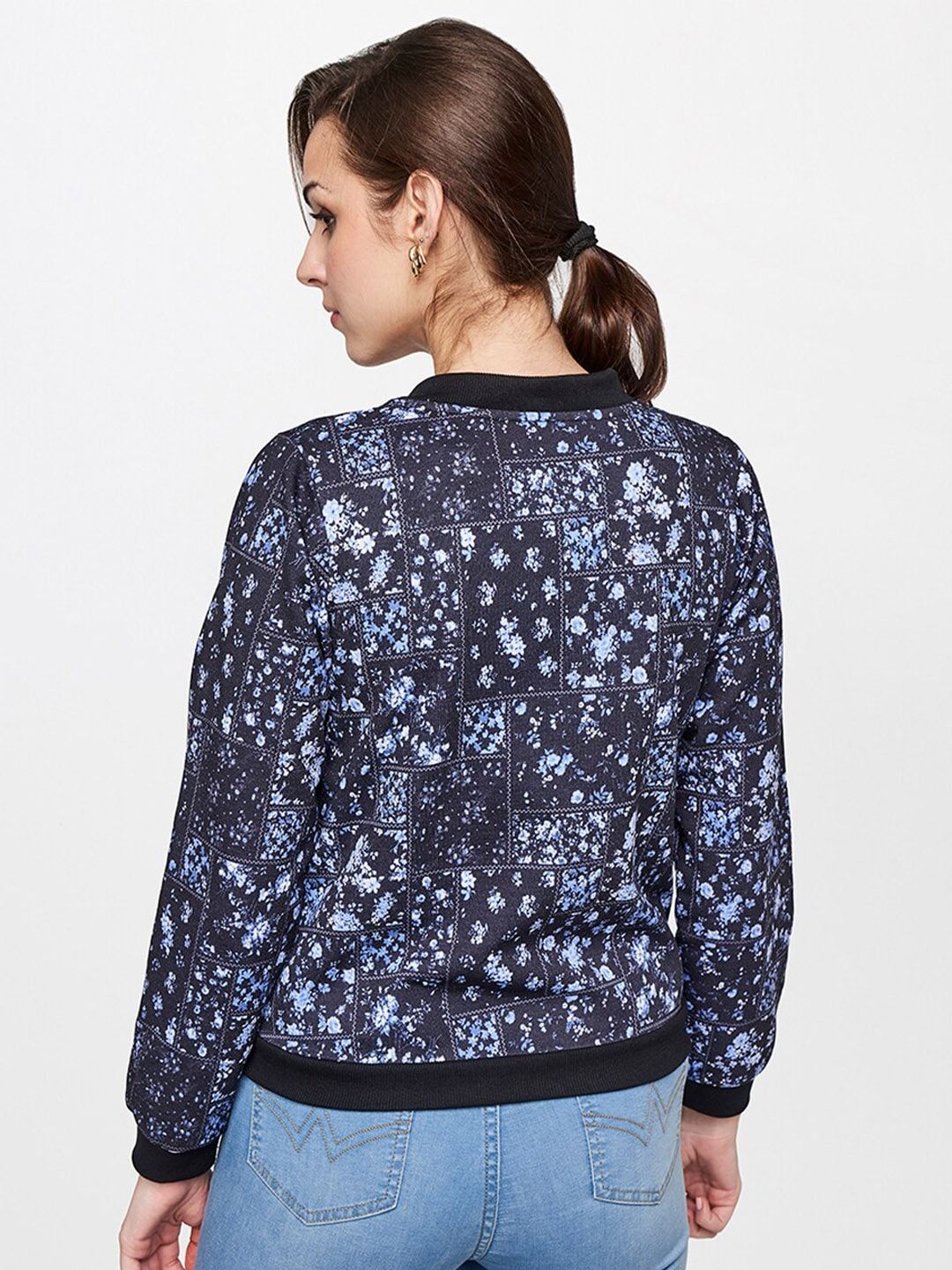 AND Women Blue Floral Printed Sweatshirts