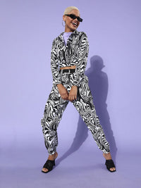 STREET 9 Women White Abstract Cropped Tailored Jacket