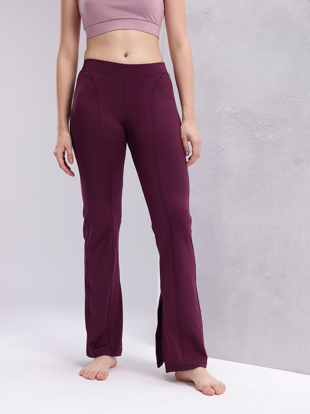 HRX by Hrithik Roshan Women Rapid-Dry Mid-Rise Regular Fit Yoga Tights with Slits