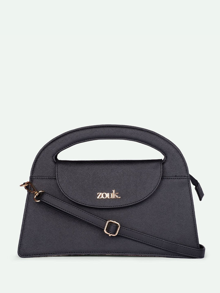 ZOUK Printed Structured Sling Bag with Applique