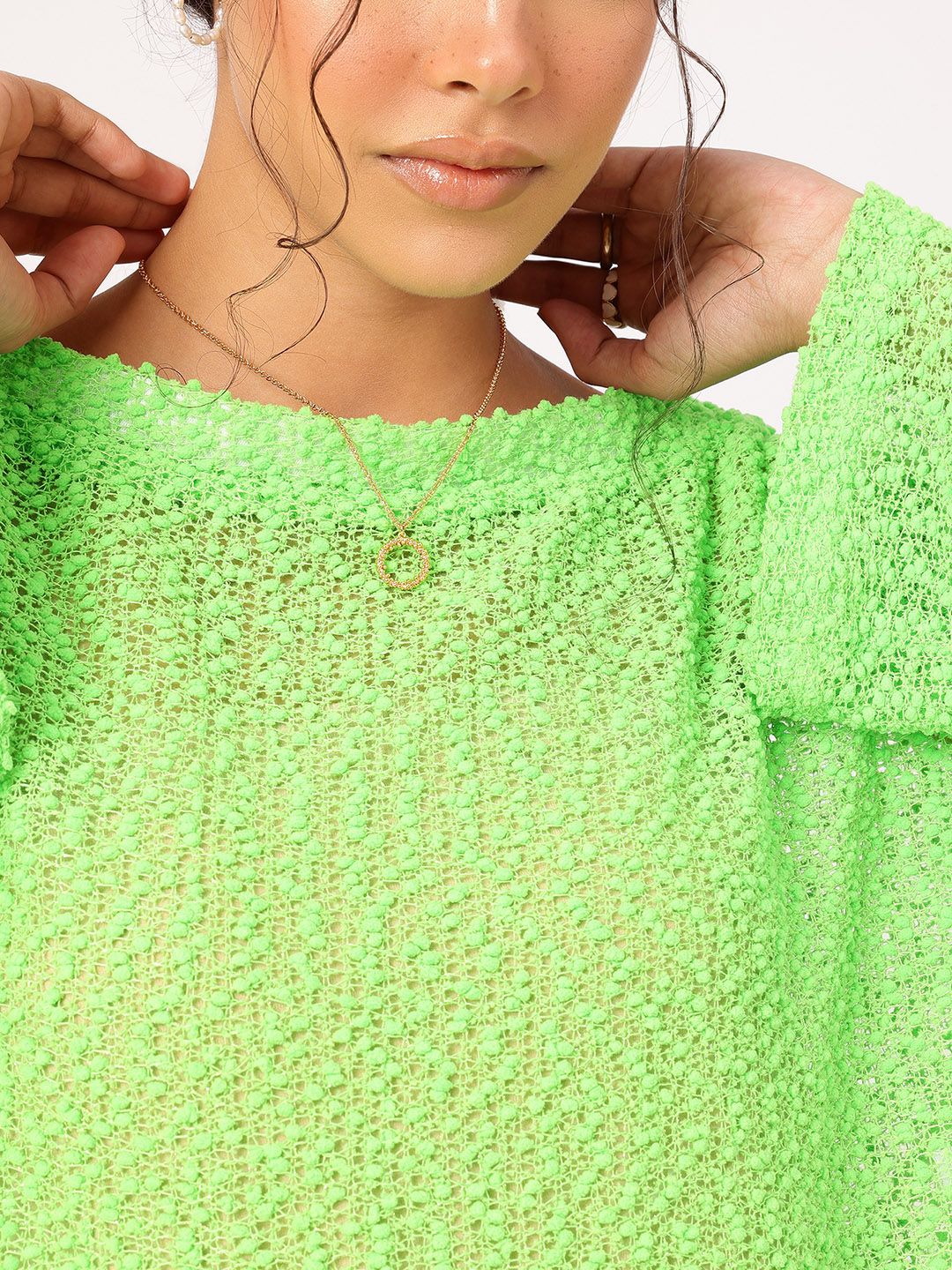 DressBerry Boucle Paradise Semi Sheer Boxy Top