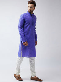 SOJANYA Men Blue Woven Design Straight Kurta