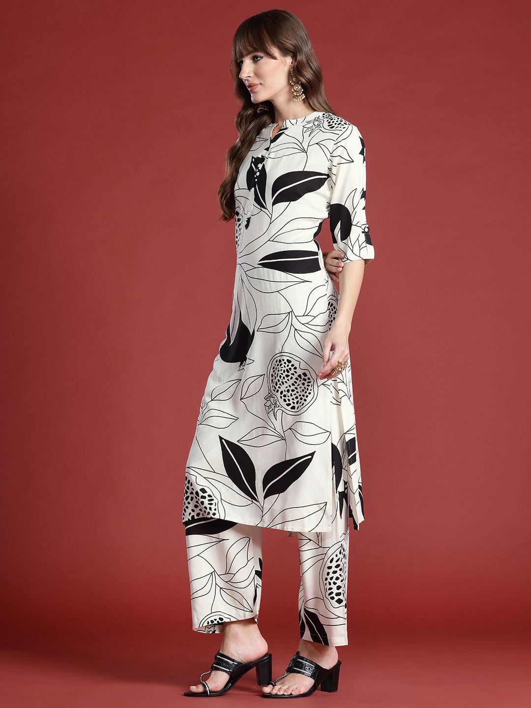 Indo Era Floral Printed Kurta with Palazzos