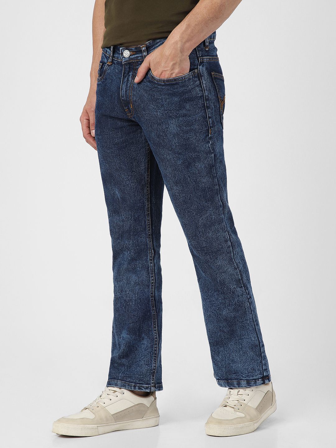 Urbano Fashion Men Bootcut Heavy Fade Clean Look Stretchable Jeans