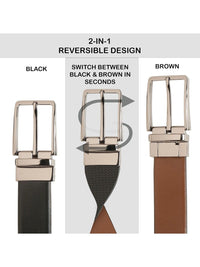 Teakwood Leathers Men Textured Leather Reversible Formal Belt