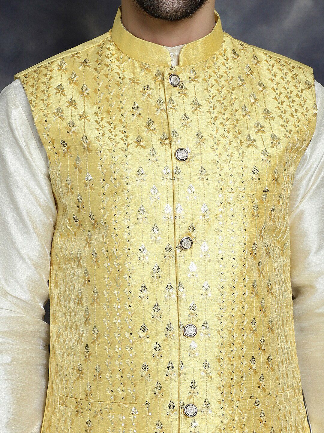 Anouk Embroidered Woven Nehru Jacket