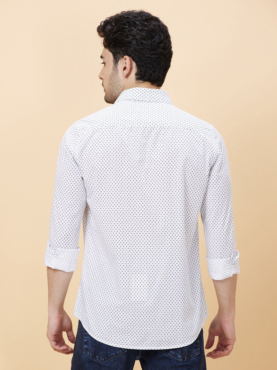 Being Human Micro Ditsy Printed Cotton Slim Fit Casual Shirt