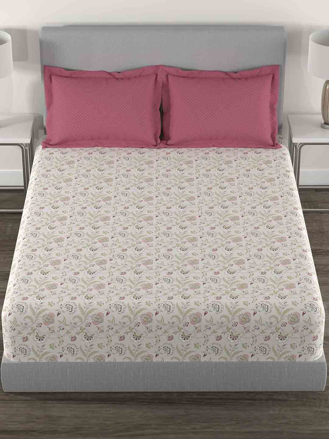 TRIDENT Doris Meadow Doris Flat 144TC Queen Cotton Bedsheet Set