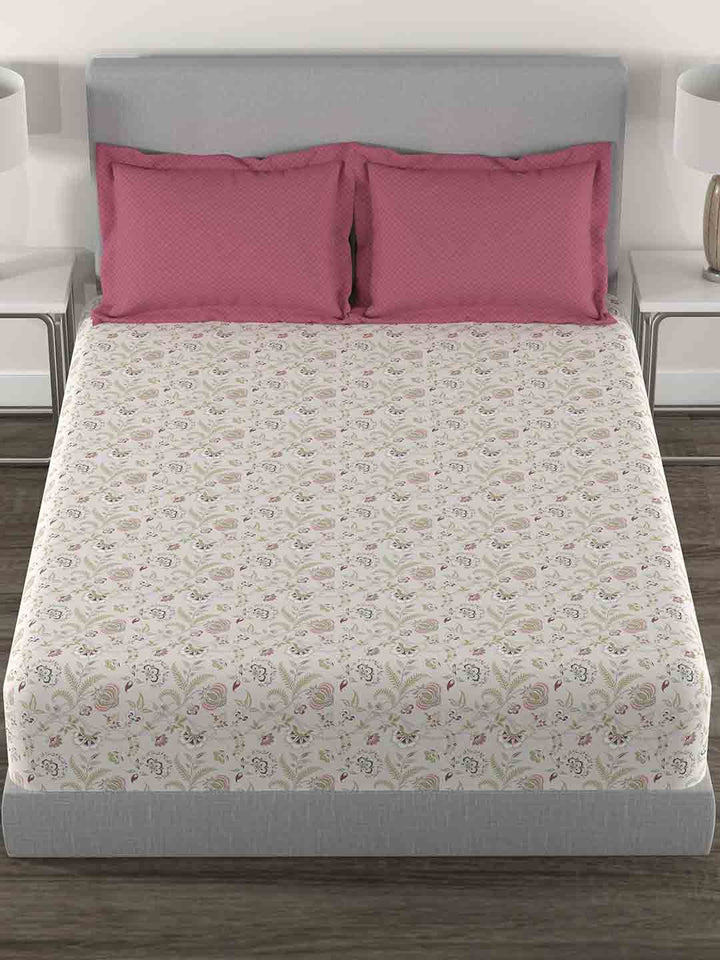TRIDENT Doris Meadow Doris Flat 144TC Queen Cotton Bedsheet Set