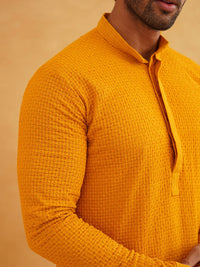 SOJANYA Motif Etnik Sulam Kolar Mandarin Kurta Pure Cotton with Churidar