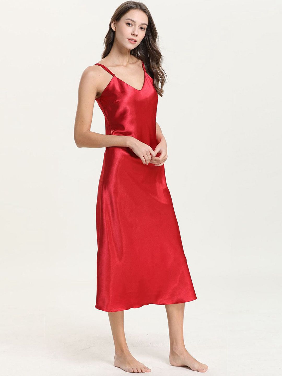DressBerry Shoulder Straps Sleeveless Maxi Nightdress