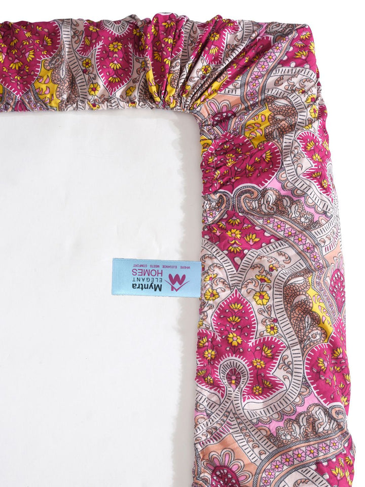Myntra Elegant Homes Book Fold Red Printed 300 TC Fitted King Bedsheet Set 2.5m x 2.25m