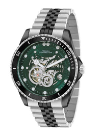 Sambungan Perancis Lelaki Skeleton Dial & Gelang Gelang Keluli Tahan Karat Tali Analog Automatic Motion Watch