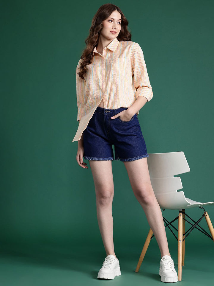DressBerry Striped Seersucker Casual Shirt